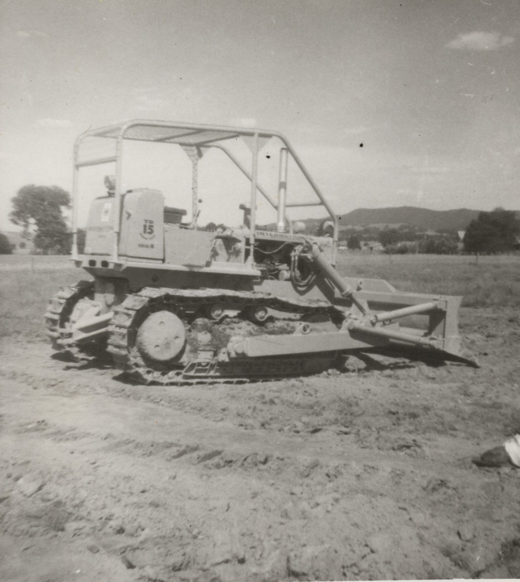 Period dozer at work, Eildon Dam or Gippsland, 1956