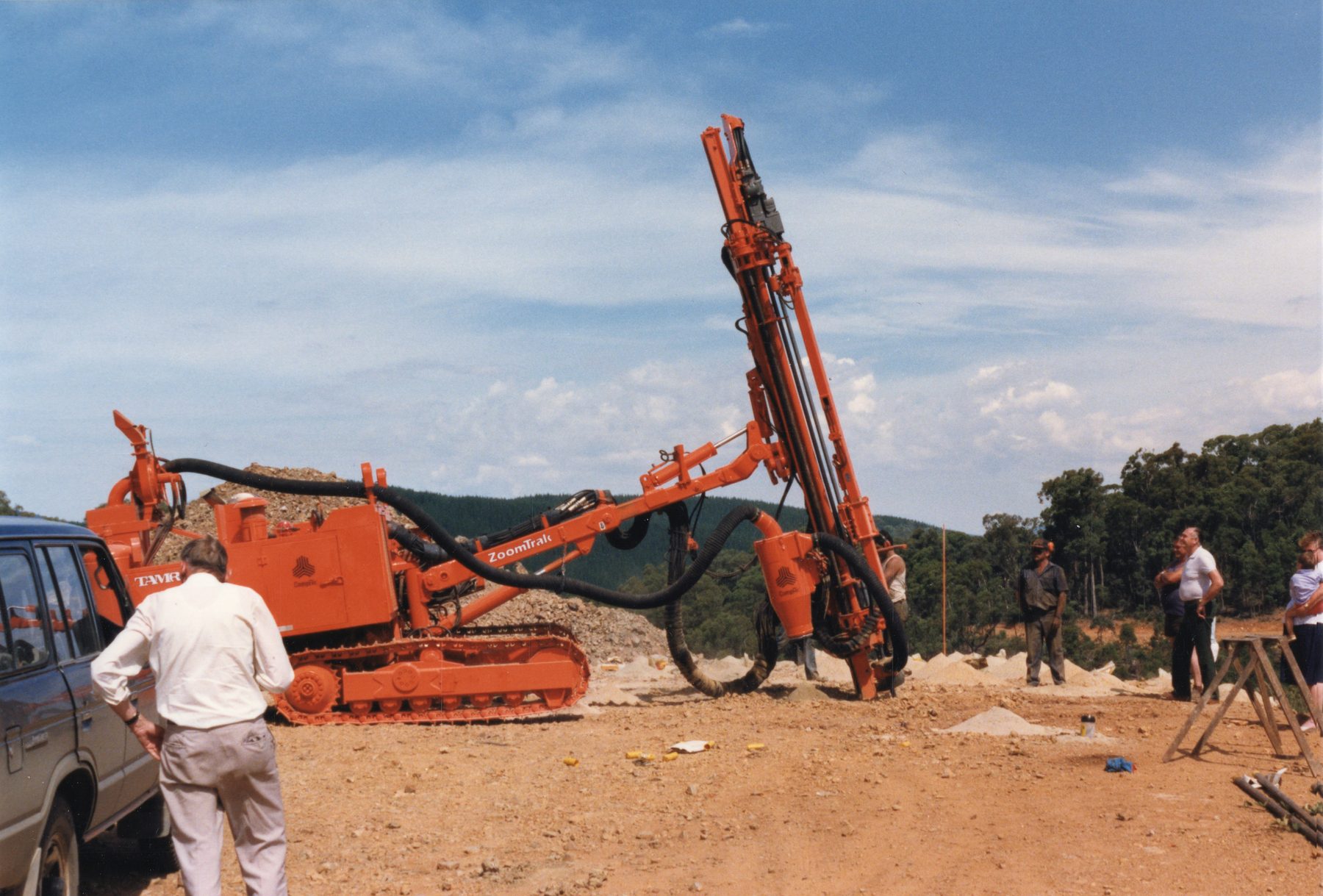 New Tamrock DHA 600 rig, commissioning at Shelley, 1989